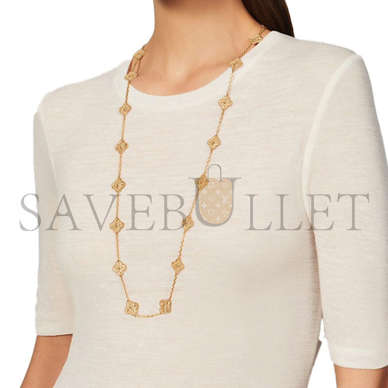 V*n Cl**f arpels vintage alhambra long necklace, 20 four-leaf lucky totems vcaro1ic00